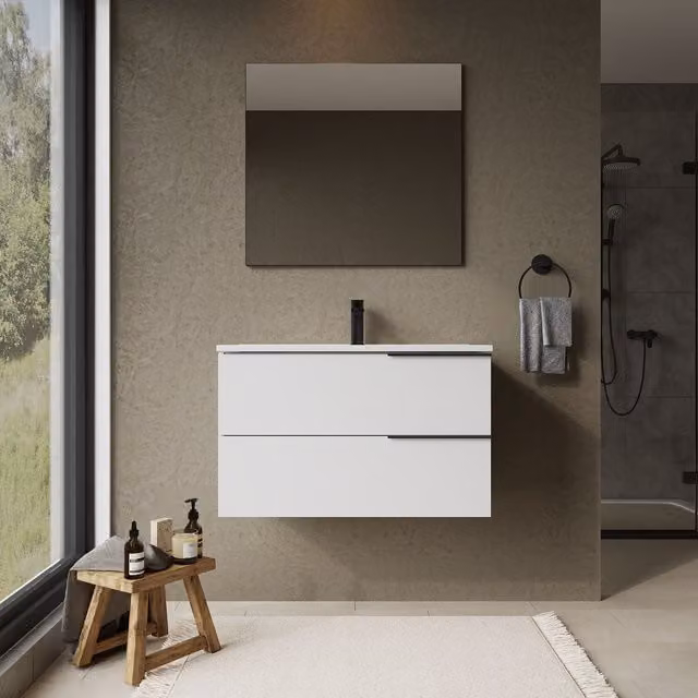 Banyetti Celtic 800mm Wall Hung Bathroom Vanity Unit with Athena Basin in Gloss White – 1