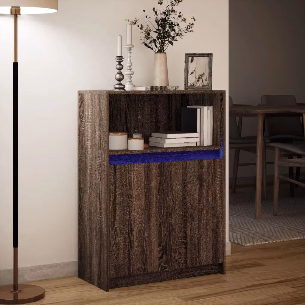 Berkfield Home Modern Sideboard in Brown Oak with Integrated LED Lighting, W/D/H: 72 x 34 x 100 cm – 4