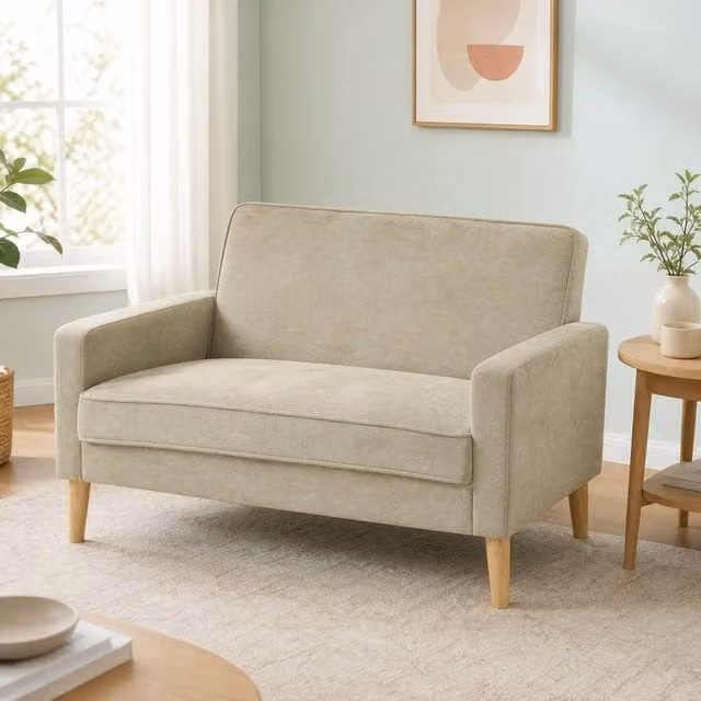 STILVORA 2 Seater Velvet Sofa in Beige