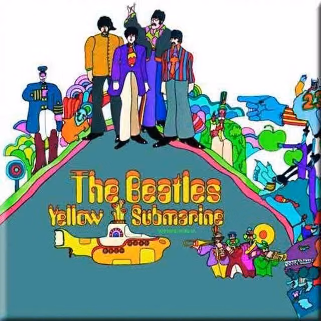 The Beatles Yellow Submarine Fridge Magnet, Multicolour, W/H: 7.62 x 7.62 cm
