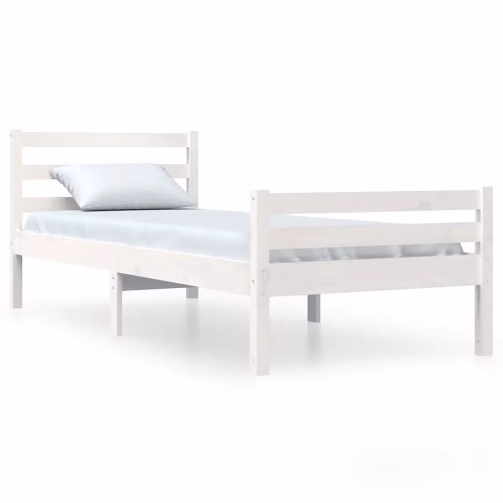 Berkfield Home White Solid Pine Wood Bed Frame W/D/H: 100 x 200 cm – 2