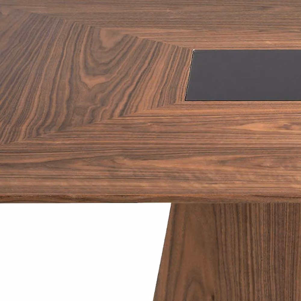 Angel Cerda Modern Square Walnut Dining Table in Brown and Black, W/D/H: 150 x 150 x 79 cm – 4