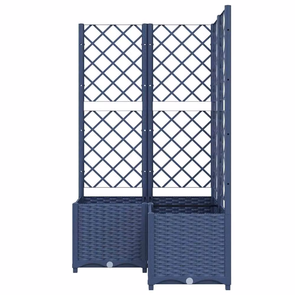 Berkfield Home Garden Planter with Trellis in Dark Grey, W/D/H: 80 x 80 x 136 cm – 3
