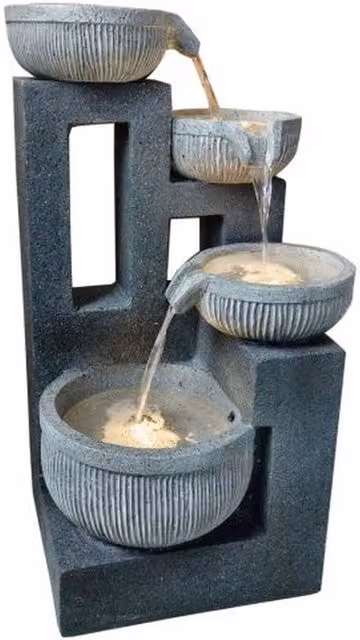 Tranquillity Water Features Mirage Cascade Contemporary Tabletop Water Feature in Grey Resin