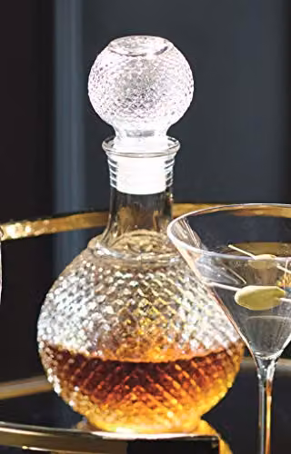 BarCraft Geometric Cut Glass Whisky Decanter with Stopper, 1 l, Transparent – 4