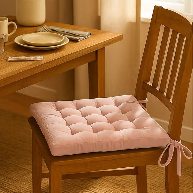 Homescapes Quilted Velvet Chair Pad in Pink, W/D/H: 40 x 40 x 5 cm