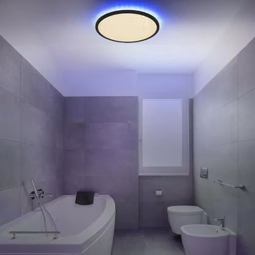 Netlighting Globo Lighting Round LED Ceiling Light, Dimmable RGBW with Remote Control and Timer, Black or White, D: 29.4 cm – 6