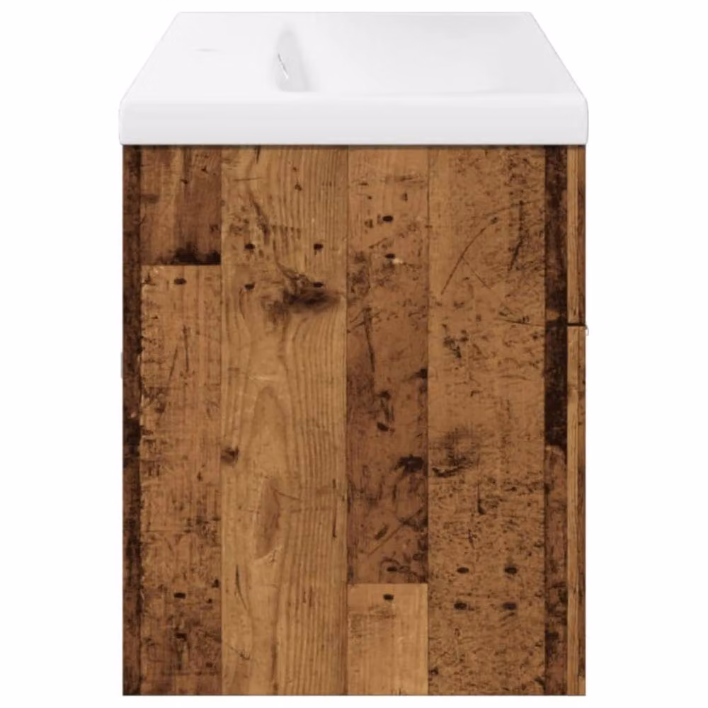 Berkfield Home Wall Mounted Bathroom Sink Cabinet with Built-in Basin in Brown Old Wood – 4
