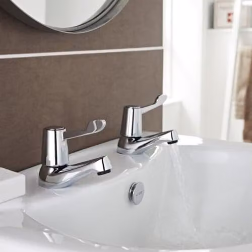 Nes Home Jims Twin Contract Basin Pillar Taps in Chrome with Quarter Turn Brass Construction – 1