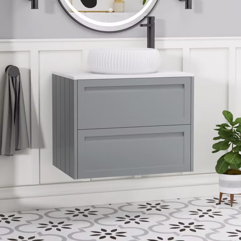 Royal Bathrooms Elmore 700mm Wall Hung Vanity Unit with Milan Basin in Matt Pebble Grey