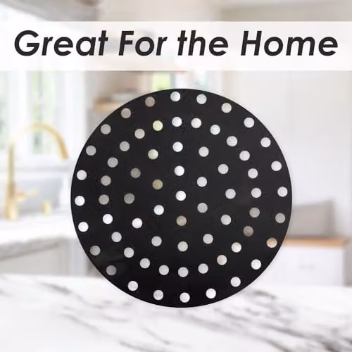 VFM e-Store Reusable Non Stick PTFE Round Air Fryer Liners, 2 Pack, Black, Diameter: 20 cm – 5