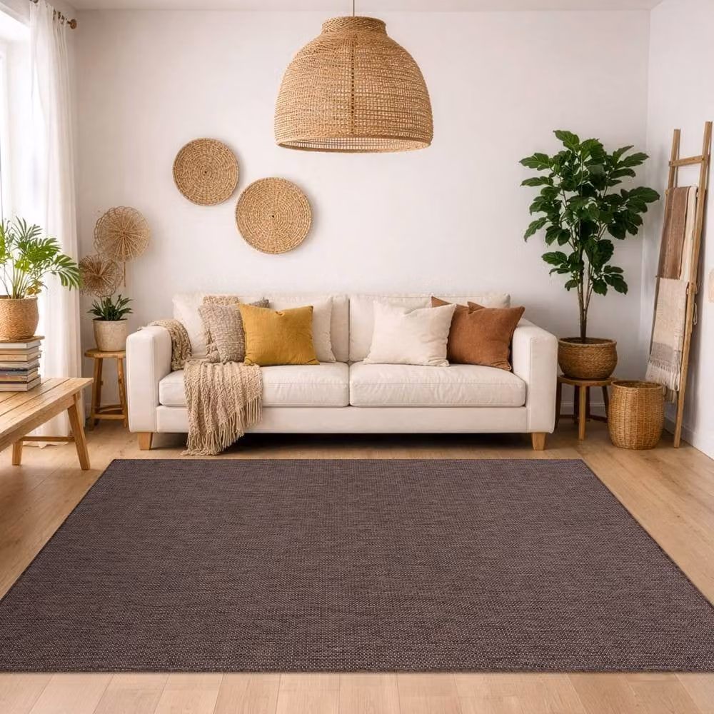 RugsX Sion Brown Rectangular Flat Weave Polypropylene Rug, W: 160 cm x D: 220 cm – 3