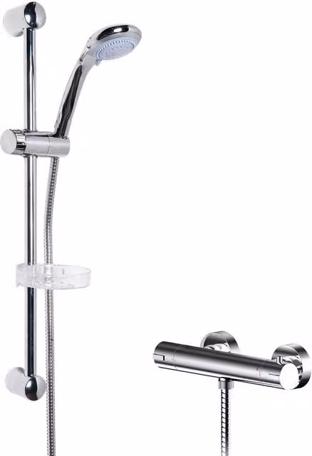 Balterley Thermostatic Bar Valve Multi Function Handset Slider Rail Kit in Silver Chrome