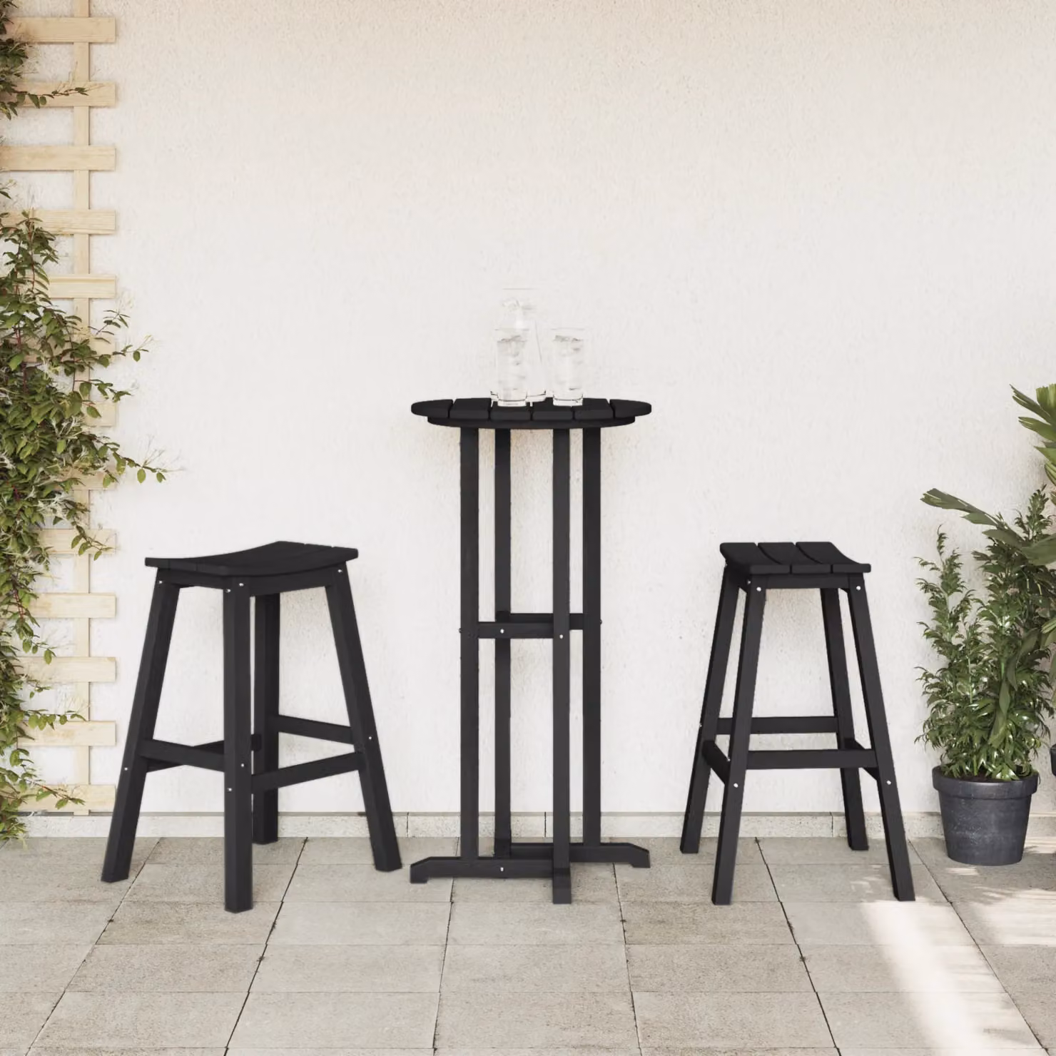 Berkfield Home Set of 2 Modern Black HDPE Bar Stools – 3