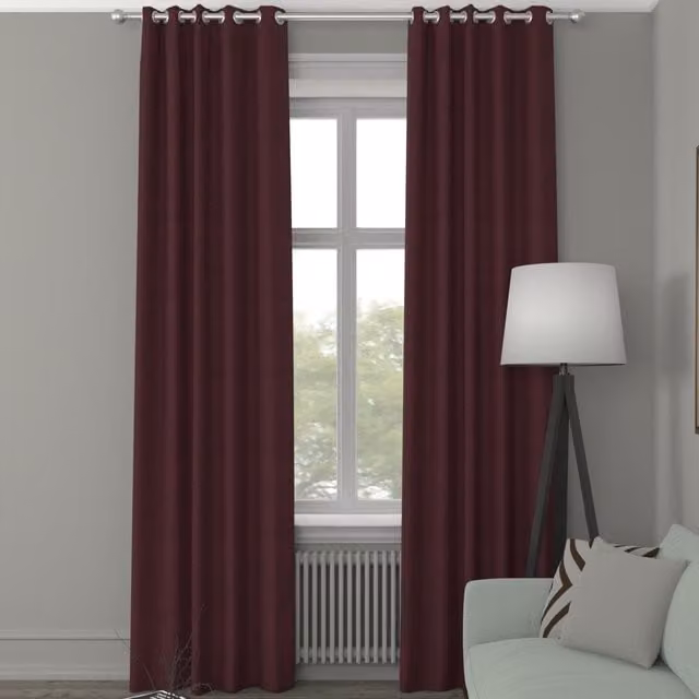 Simply Collection Red Plain Blackout Eyelet Fabric Panel Curtain