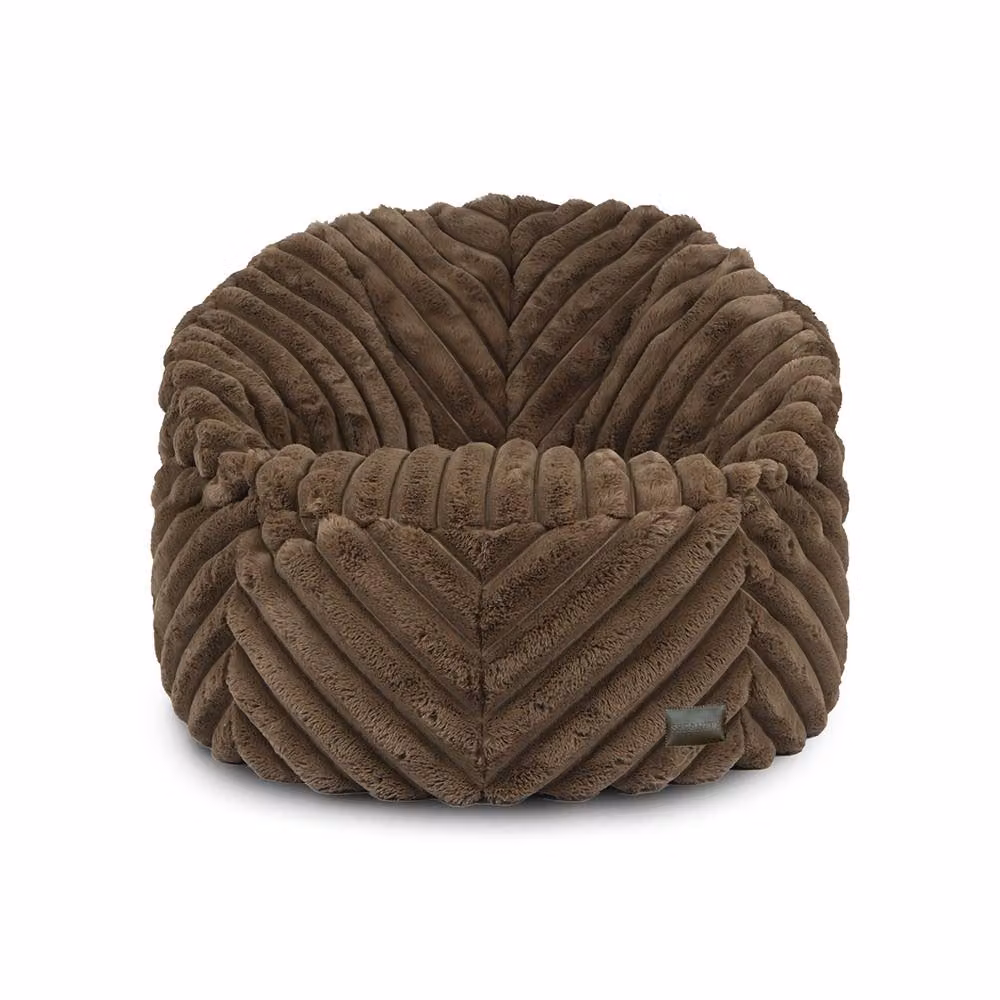 rucomfy Faux Fur Ribbed Zen Chair Bean Bag, Plush Lounge Seat in Brown – 4