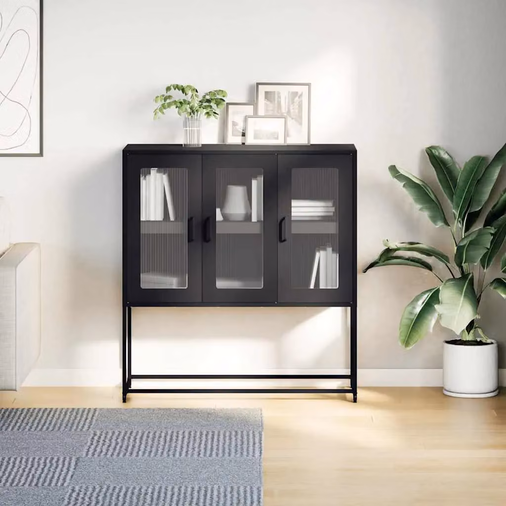 Berkfield Home Anthracite and Black Industrial Sideboard in Matt Cold-rolled Steel, W/D/H: 100.5 x 39 x 107 cm – 2