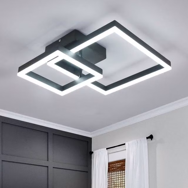 COMELY Modern Square LED Ceiling Light, 36W, 6500K Cool White, Black