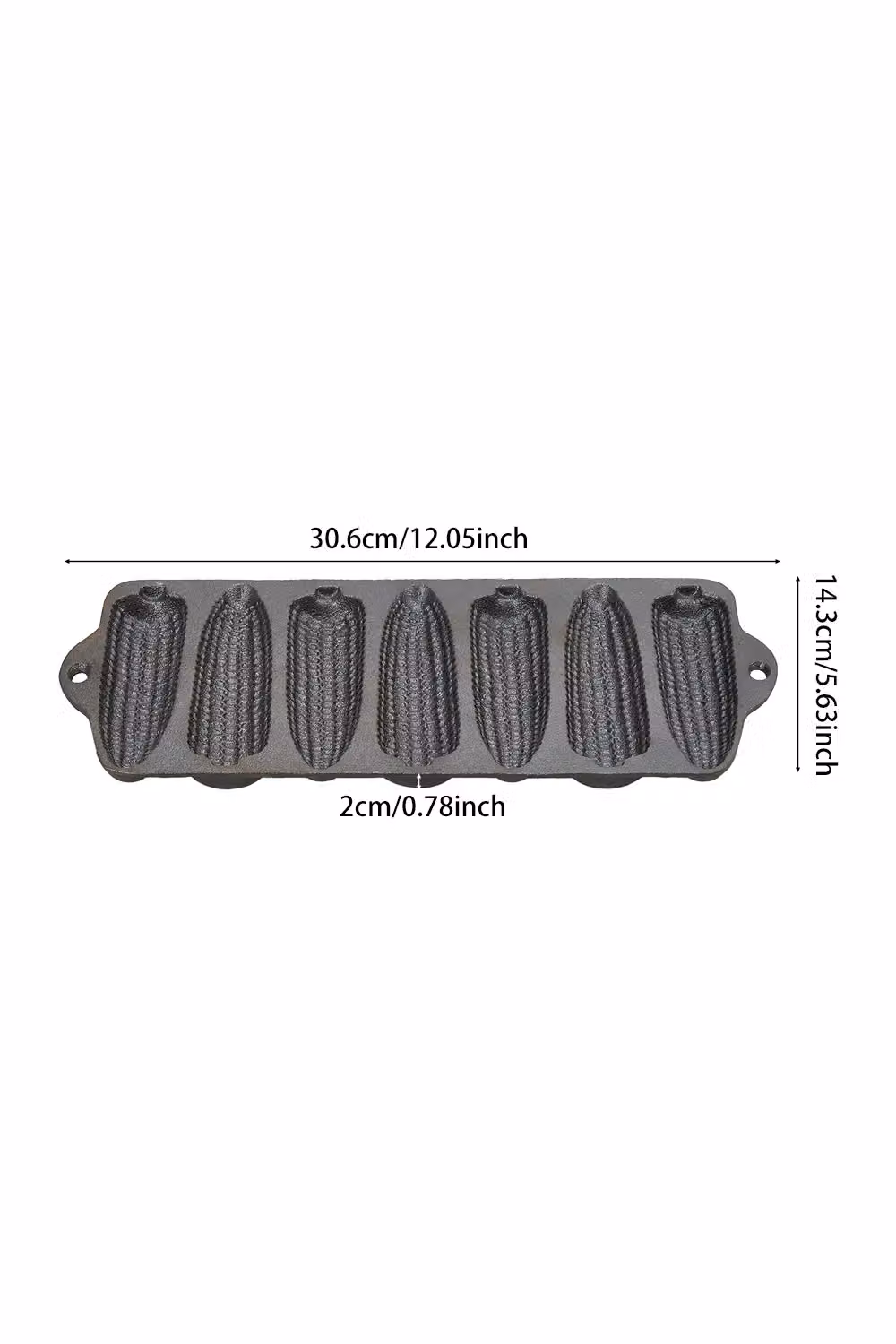 Living and Home 7-Slot 2-Handled Cast Iron Corn Bread Pan Skillet Frying Pan in Black – 4
