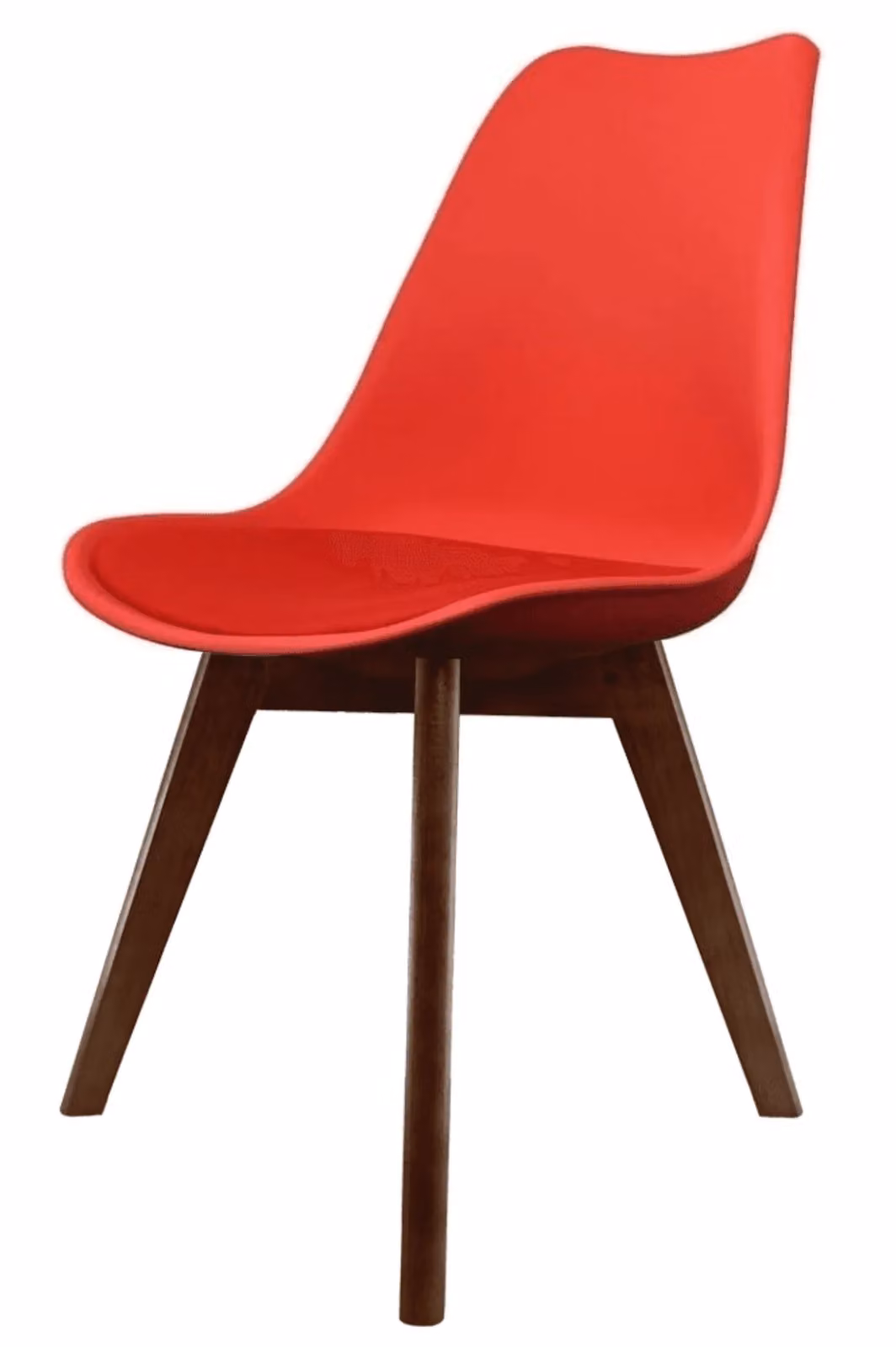 Fusion Living Soho Red Plastic Dining Chair with Dark Wood Legs – 2