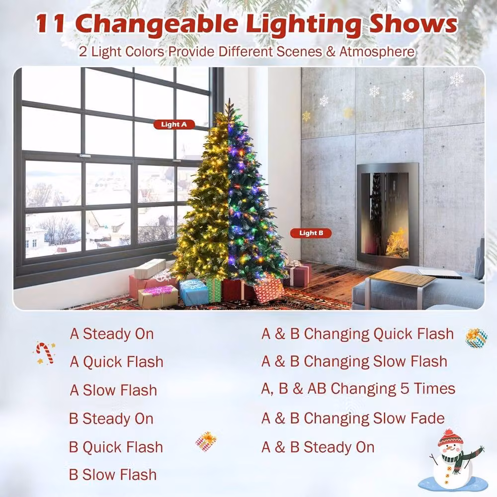 CASART 5ft Snowy Artificial Christmas Tree with 250 LED Lights and 581 Tips in Green, Height: 152.4 cm – 6