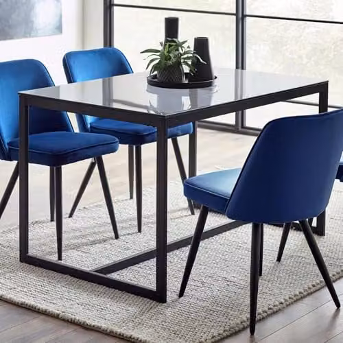 Julian Bowen Chicago Rectangular Glass Top Dining Table in Black and Grey, H75 x W120 x D80 cm – 1