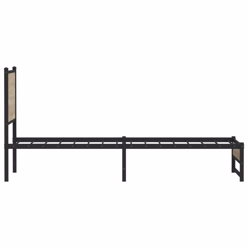 Berkfield Home Metal and Wood Single Bed Frame in Sonoma Oak and Black, W/D/H: 90 x 190 cm – 4