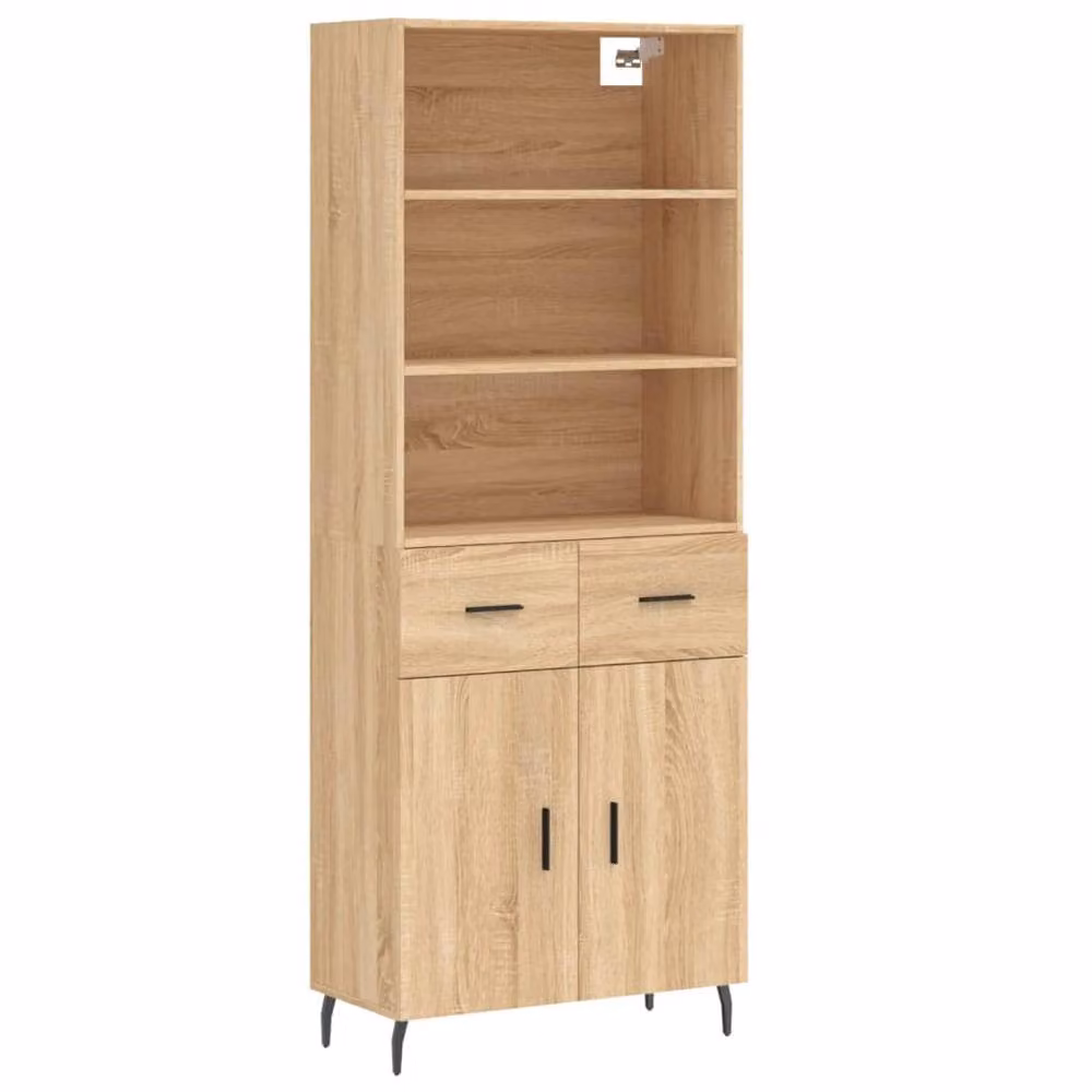 Berkfield Home Sonoma Oak Highboard in Beige and Brown, W/D/H: 69.5 x 34 x 180 cm – 3
