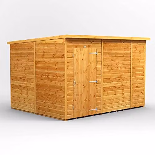 Powersheds Premium Pent Wooden Garden Shed in Brown, Windowless, with 12mm Extra Thick Timber, W/D/H: 311.51 x 260.4 x 240.4 cm – 1