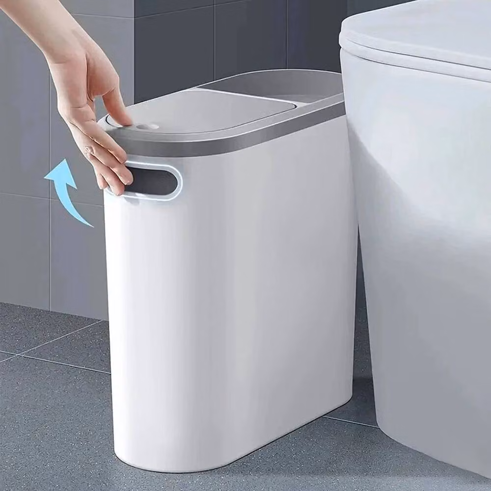 Kelvenix White Plastic Touch Bathroom Trash Can – 3
