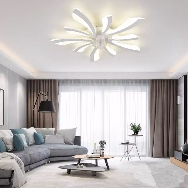Garwarm Dimmable LED Ceiling Fan with Remote Control and Timer, White