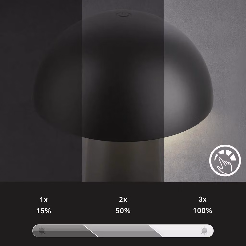 Briloner Black Dimmable Rechargeable LED Table Lamp with Warm White Light – 4