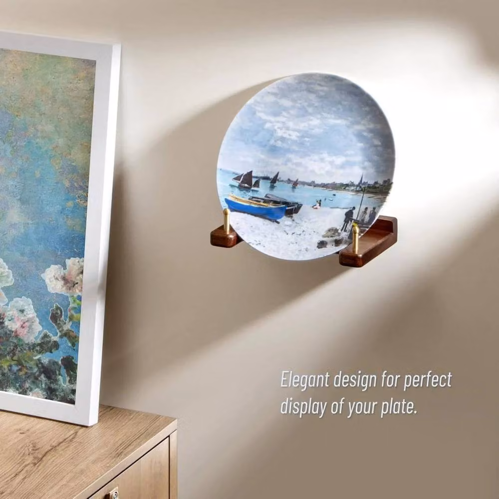 FORGEVIO Brown Wood Plate Holder Wall Display Hanger – 4