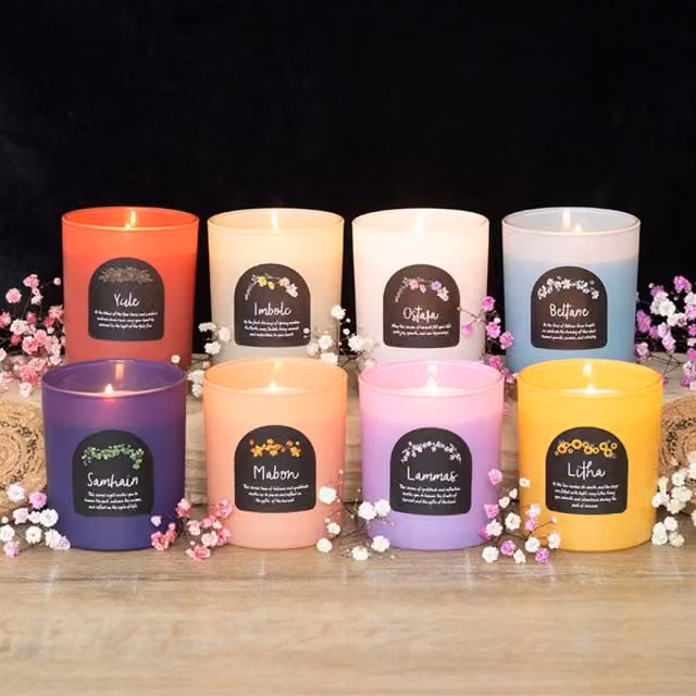 KDMK Wheel of the Year Candle Set Seasonal Rituals Multicolour Glass Tabletop Candle Set