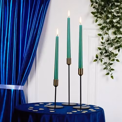 Deco Express Set of 6 Classic Unscented Taper Candles in Green – 5