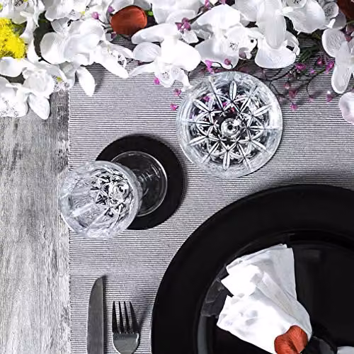 Argon Tableware Metallic Melamine Charger Plates, Black and Gold, Pack of 6, Diameter: 33 cm – 4