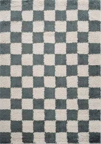 Desire Rugs Chester Modern Checkered Shaggy Area Rug, Green, W: 160 cm, L: 230 cm – 2