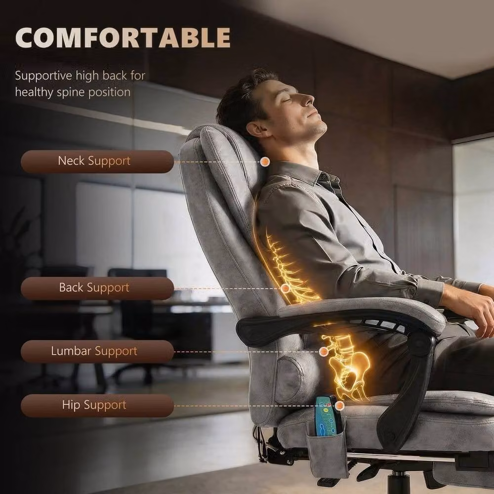 KORVIXA Grey Modern Executive Office Chair with Headrest and 360 Degree Swivel – 3