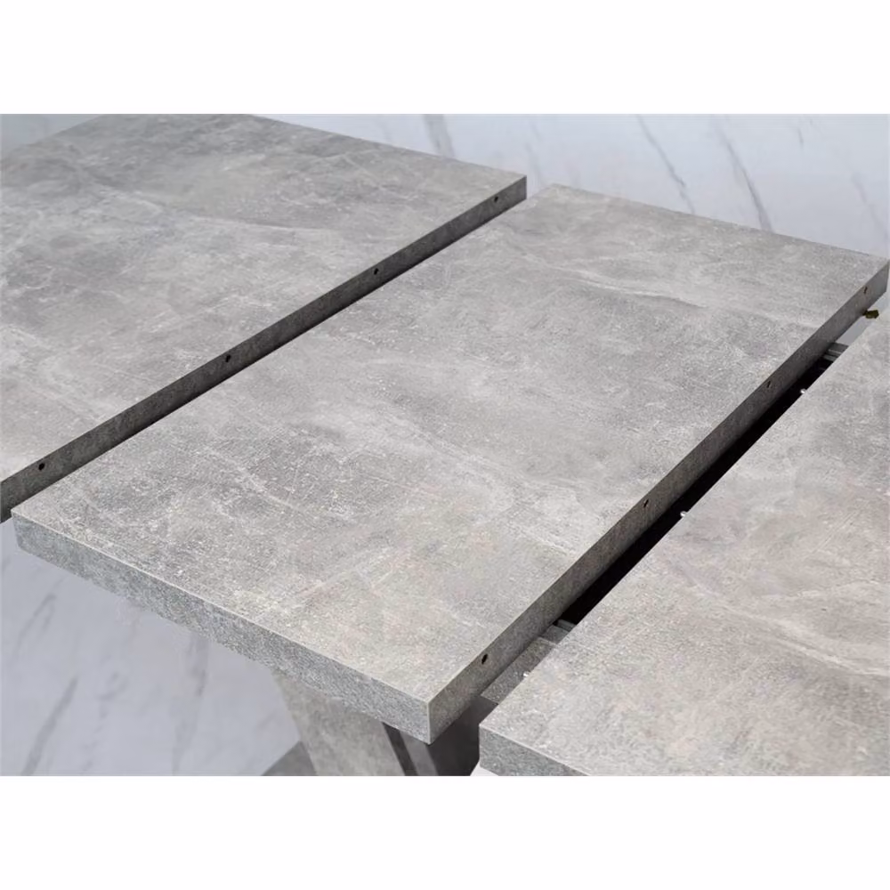 Nordara Modern Extendable Rectangular Dining Table with Concrete Effect and White Finish in Grey, W: 120-160 cm – 2