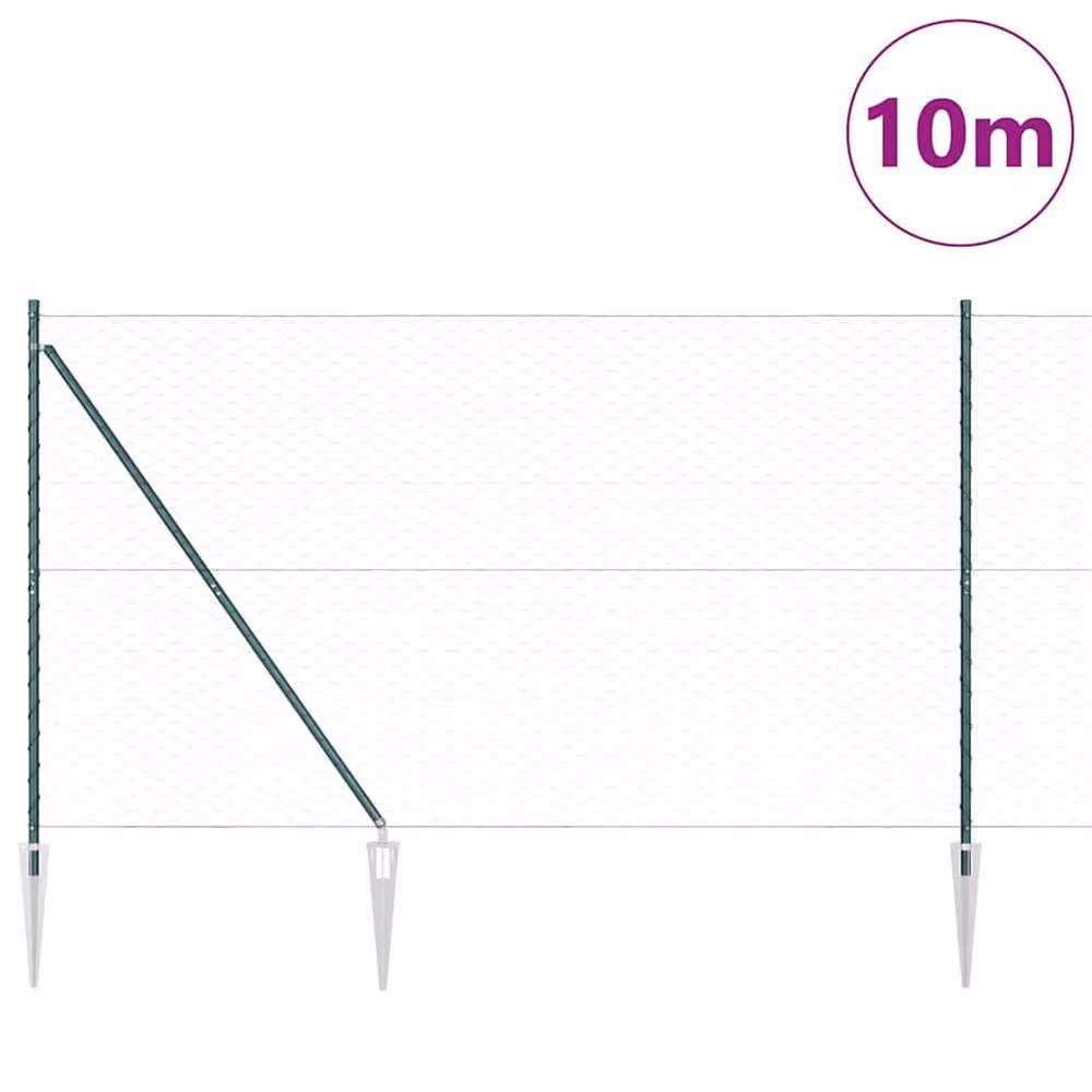 Berkfield Home Green Powder-Coated Steel Hexagon Fence, H: 160 cm x W: 10 m – 3