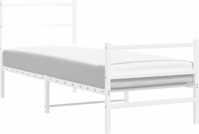 Berkfield Home Metal Bed Frame with Footboard, White, W/D/H: 80 x 200 cm – 1