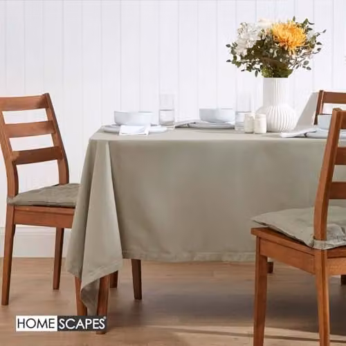 Homescapes Plain Grey Cotton Rectangular Tablecloth, W: 178 cm, L: 300 cm – 2