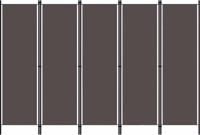 Berkfield Home 5-Panel Room Divider in Anthracite and Black, W: 250 cm, H: 180 cm