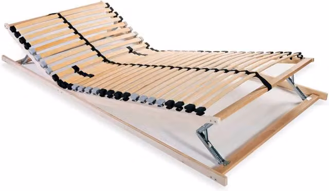 Berkfield Home 7-Zone Slatted Bed Base with 28 Ergonomic Wood Slats, Brown, W: 90 cm, L: 200 cm – 1