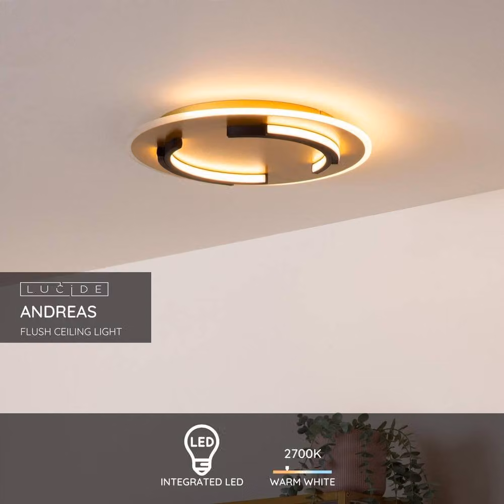 Lucide Andreas LED Ceiling Light, Gold Brass, Diameter: 39.6 cm, 1x30W, 2700K Warm White – 2