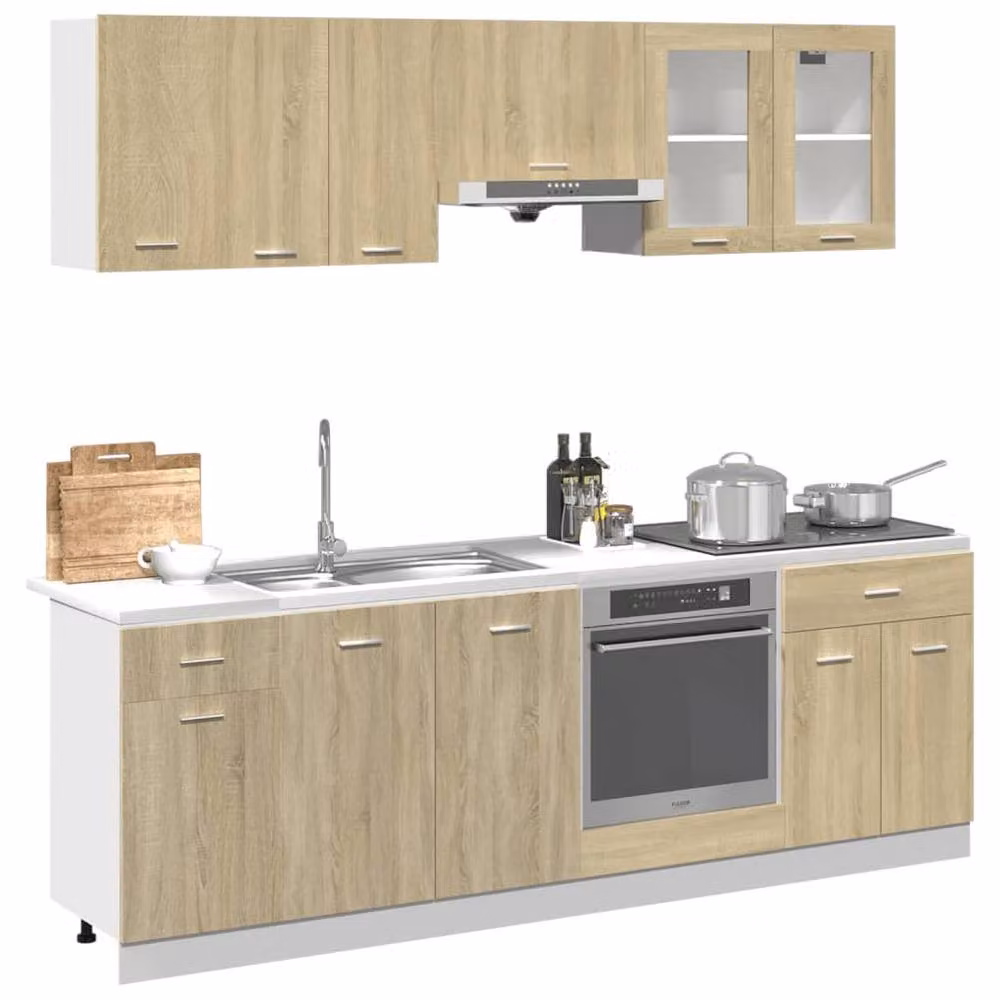 Berkfield Home Lyon 8 Piece Kitchen Cabinet Set in Sonoma Oak Brown – 2