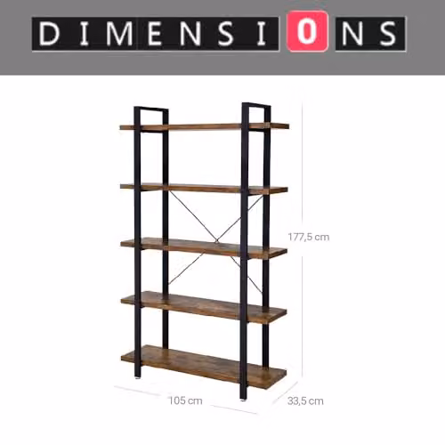 INDOORIST 5-Tier Large Ladder Bookcase, Modern Freestanding Open-Back Shelving for Living Rooms, W/D/H: 105 x 33 x 177 cm – 2