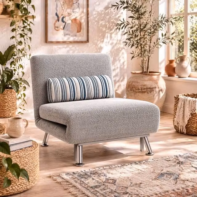 Wyld Haus Coyo Kere Single Fold-Out Futon Chair Bed in Light Grey