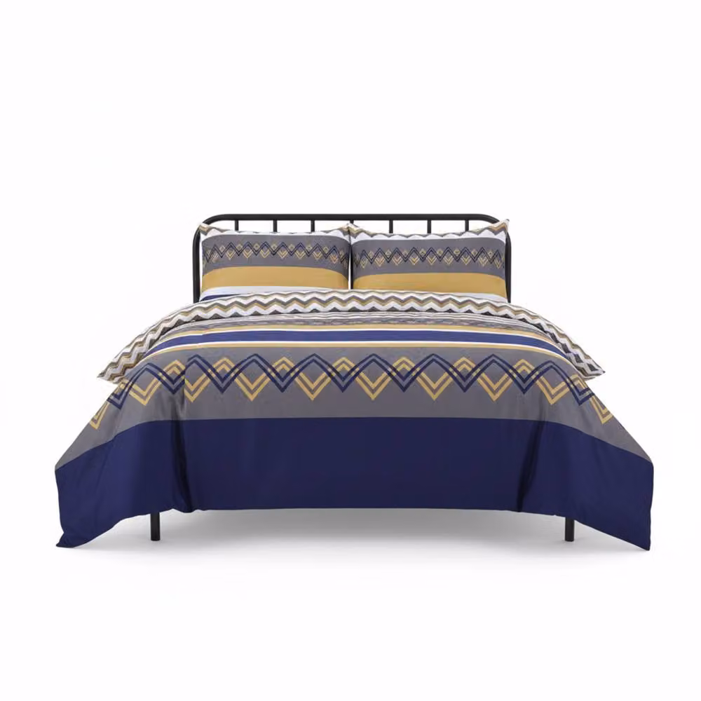 Snug City Zig Zag Single Bedding Set with Duvet Cover, Pillowcase and Fitted Sheet in Multicolour Microfibre – 4