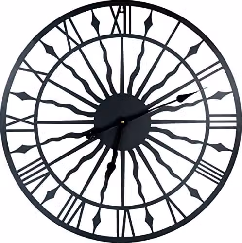 St Helens Home & Garden Black Silent Round Open Face Wall Clock, Battery Operated, Diameter: 60.96 cm – 1